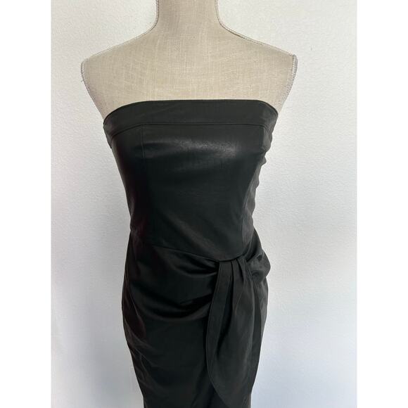 Shoshanna Faux Leather Marlow Midi Strapless Dress - 4 - Picture 4 of 9